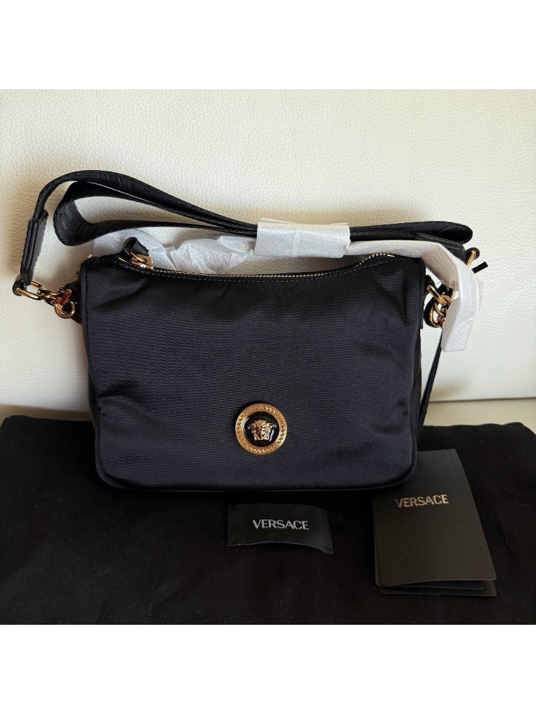 Nwt Versace Medusa Black Bag Nylon Crossbody $950